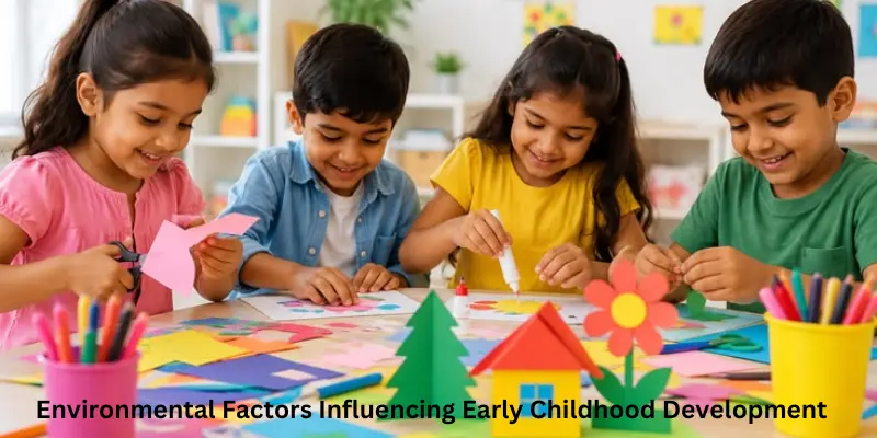 Child doing easy craft activities.