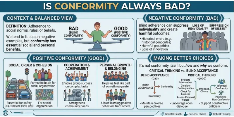 Positive and negative effects of conformity in social psychology