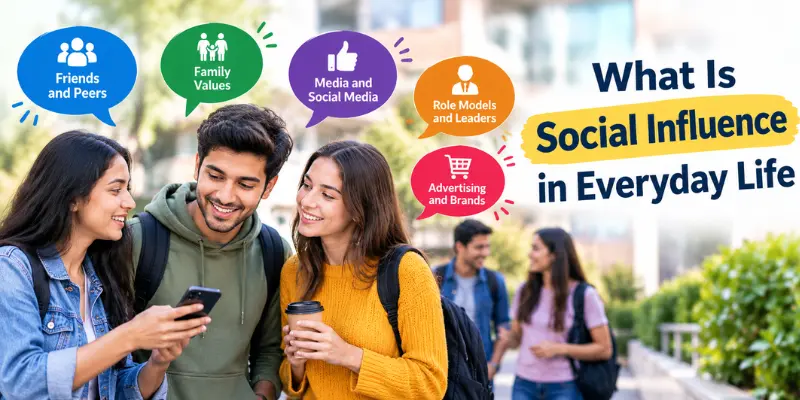 Social influence in everyday life showing people influencing daily choices and behavior